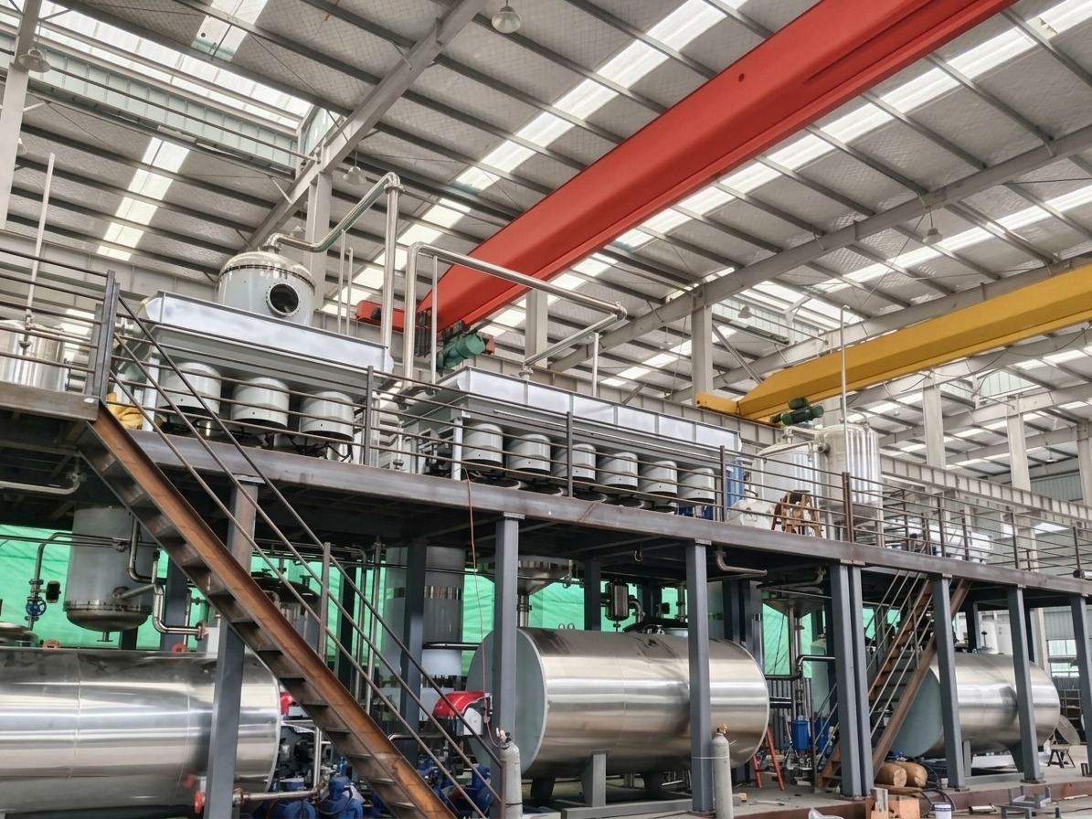 Tren de proceso de unos 3,000 barriles por día en fabricación.